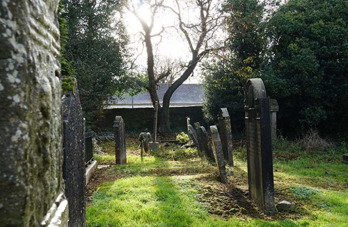 The sun in the churchyard